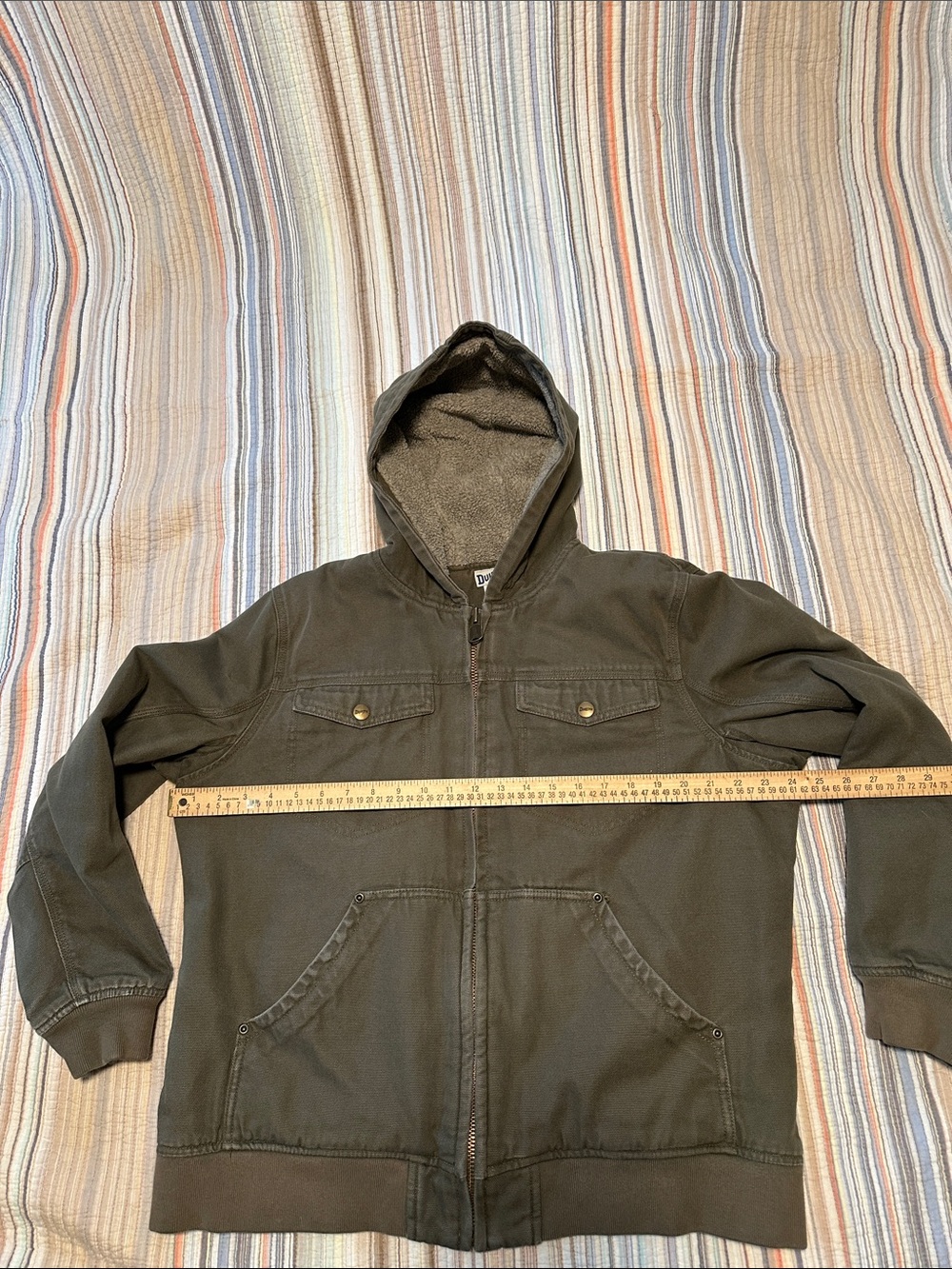Duluth Trading Co Olive Green Hooded Bomber Jacket - Picture 2 of 10
